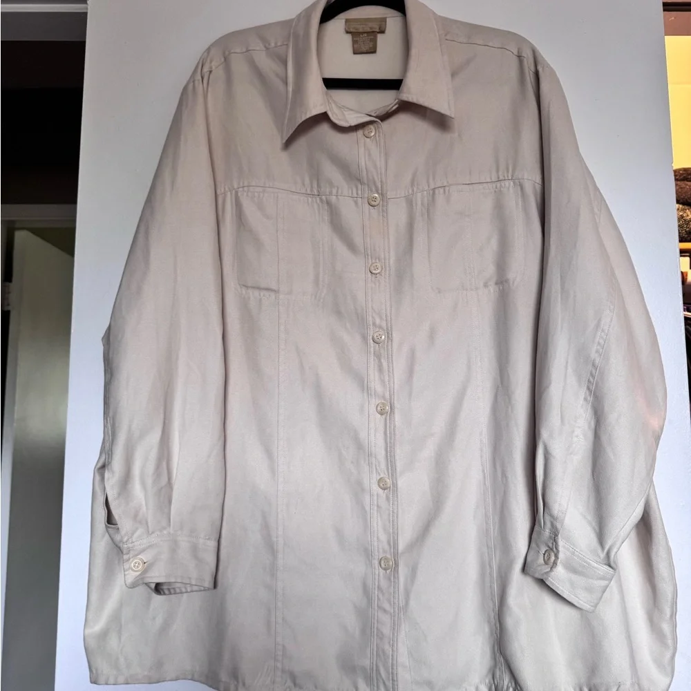 Vintage Cotton Ginny Women's Button-Front Lightweight Button Down - Cream Suede - Picture 1 of 3
